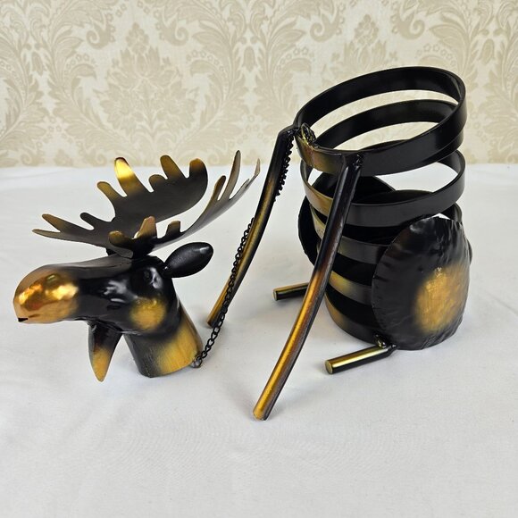 Metal Moose Wine Bottle Holder Steward Butler Free Standing Novelty Gift Humor - Picture 2 of 14